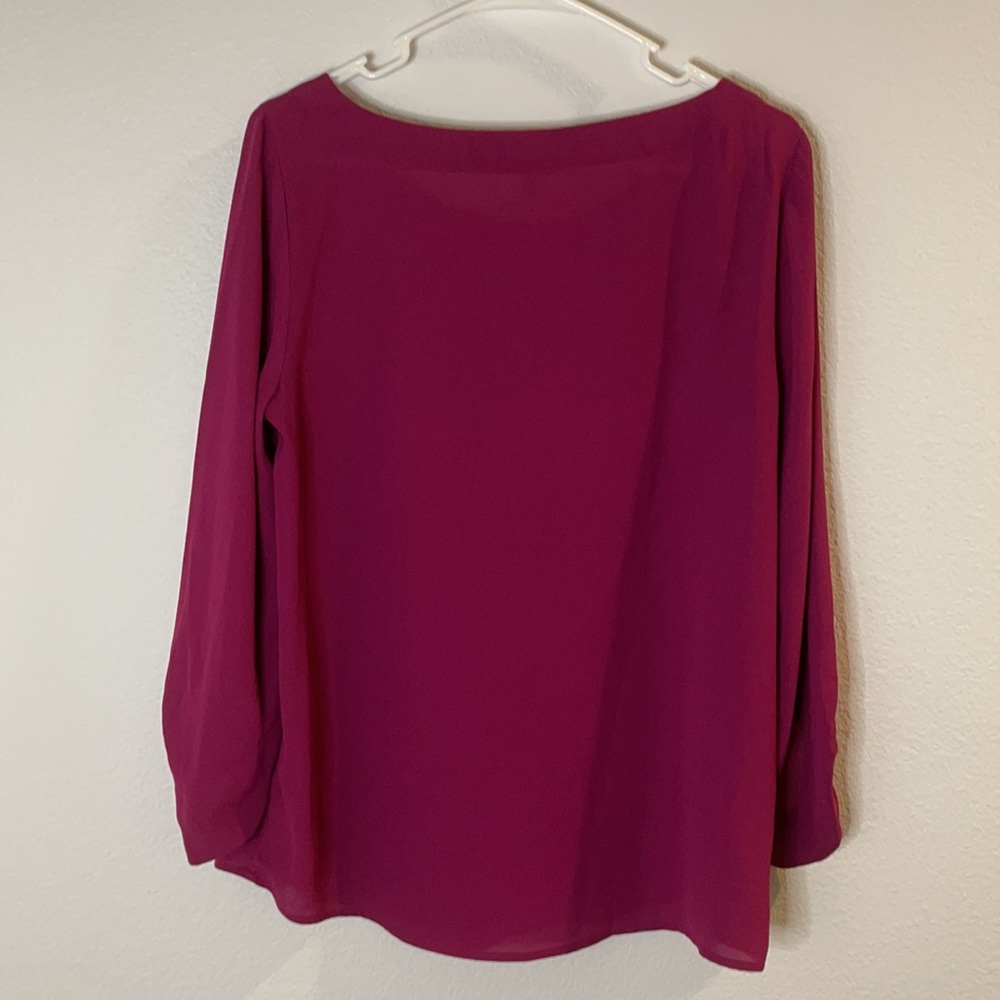 Loft Raspberry Polyester Long Sleeve Top - Picture 4 of 4
